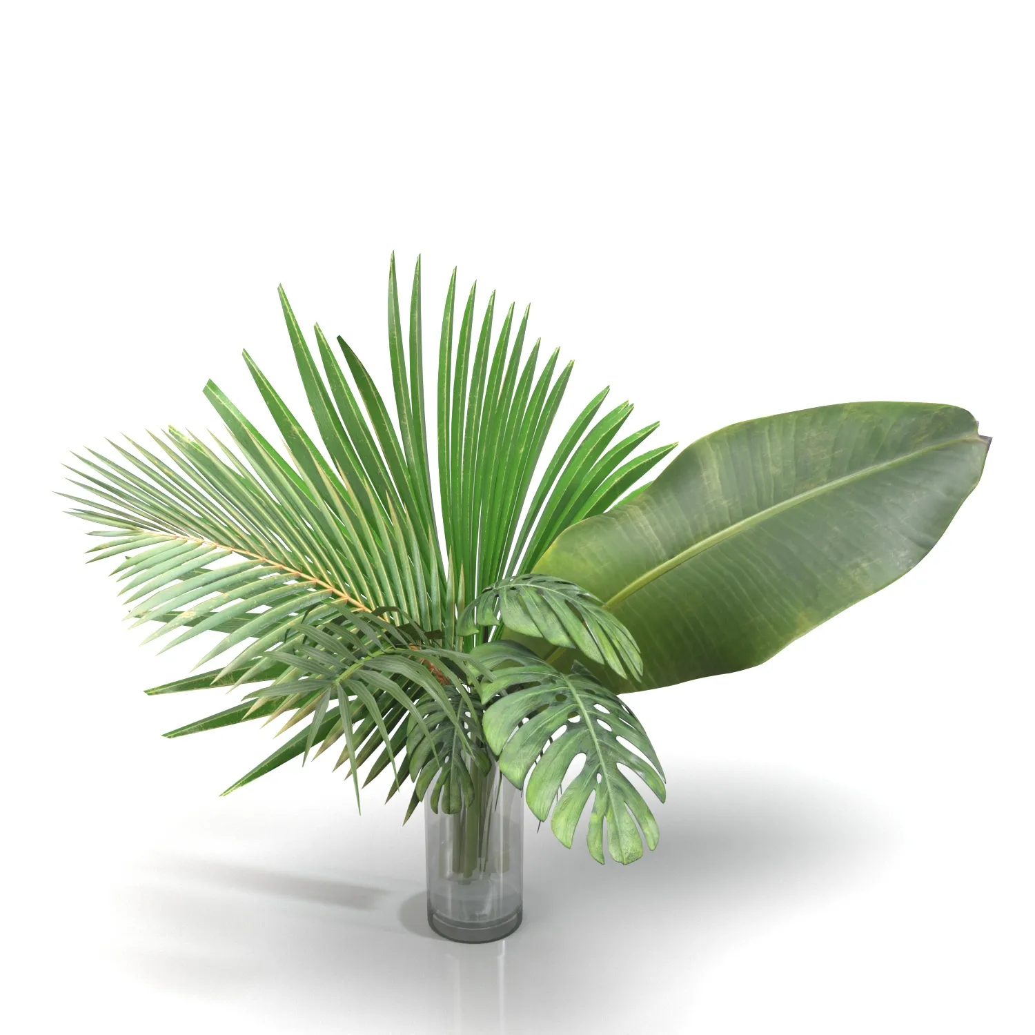 Artificial Faux And Plam Leaf In Vase PBR 3D Model_04